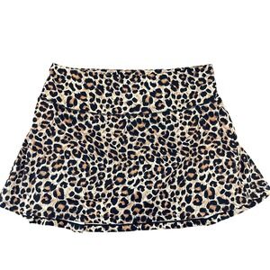 Pleated Leopard Print Athletic Skort XL Built In Grippy Shorts Pockets Preppy